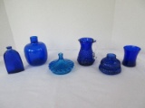 Lot - Cobalt Hand Blown Bottle 5 1/4