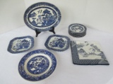 13 Pieces - Blue Willow Pattern China Johnson Bros. Earthenware, Royal China Willowware