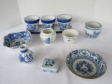 Lot - Porcelain Blue/White Oriental Design Bowls, Poise Vase