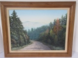Country Road Forest Landscape Mountain in Background Original Acrylic