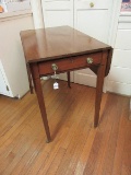 Early Pembroke Style Drop Leaf Side Table w/ Dovetail Drawer