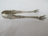 Whiting Manufacturing Co. Sterling Art Nouveau Style Lily Pattern Sugar Tongs w/ Claw Design(25.5G)