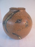 Unique Sphere Pottery Vase w/ Galaxy Solar System Pattern on Square Base