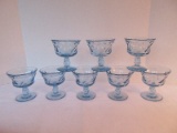 8 Fostoria Blue Jamestown Pattern Heavy Pressed Glass Champagne/Tall Sherbets