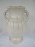 Coy Pottery Large Double Handled Vase Ivory Matte Glaze Circa 1940's