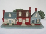 Cast Iron Row of Colonial Houses Door Stop Hand Painted