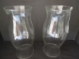 Pair - Hand Crafted Glass Hurricane Shades Vertical Panel Design