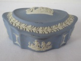 Wedgwood Jasperware Cream Color on Lavender Pale Blue Covered Trinket Box