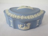 Wedgwood Jasperware Cream Color on Lavender Pale Blue Covered Trinket Box