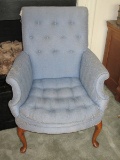 Slipper Chair w/ Tufted Back/Seat on Queen Anne Legs