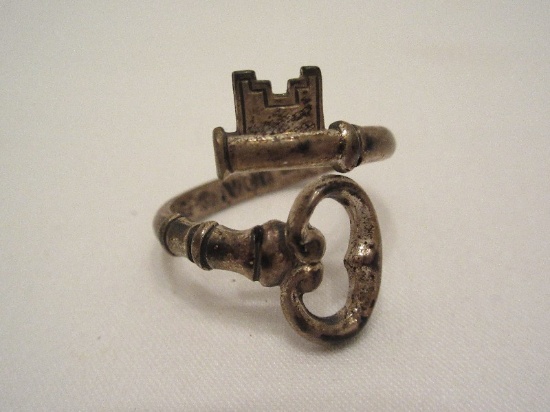 Sterling Skeleton Key Style Ring by Avon
