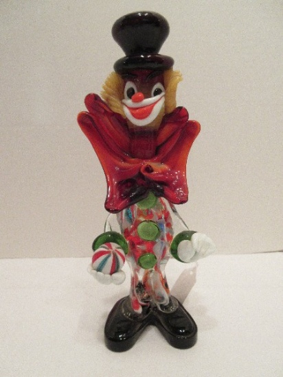 Murano Art Glass Hand Crafted Jovial Clown w/ Ball Figure