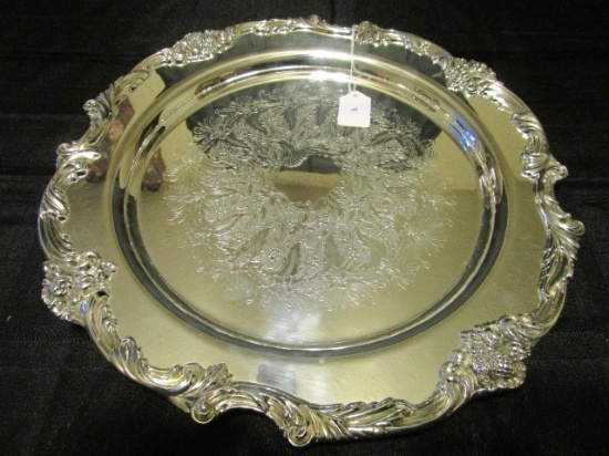 Reed & Barton Silverplate Tray 1686 "King Francis" Fruit/Floral Trim, 15" D