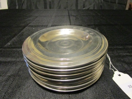 12 London, Oxford Marshall Field & Co. Cheese Plates 4 1/2" D, Pewter Lion Stamped