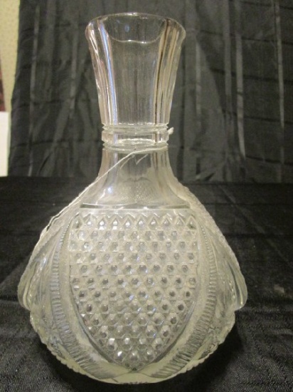 Diamond Cut Glass Vase Wide Body, Narrow Top, Prescut Design
