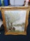 Oil on Canvas Hand Painted River Scene in Ornate Gilted Wooden Frame