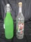 Lot - Green Glass Bottle w/ Metal Stopper & Pecker Mignon Clear Glass Bottle