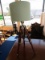 Fold-Out Standing Wooden Lamp, Adjustable Legs Green Fabric Shade