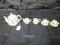 CB Miniature Ceramic Tea Set, Teapot, 2 Cups/Saucers, Creamer, Sugar, White Floral Motif