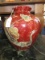 Ceramic Wide Body Vase w/ Asian Floral/Ceram Motif
