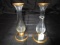 Pair - Glass Bud Vases Gilted Rims