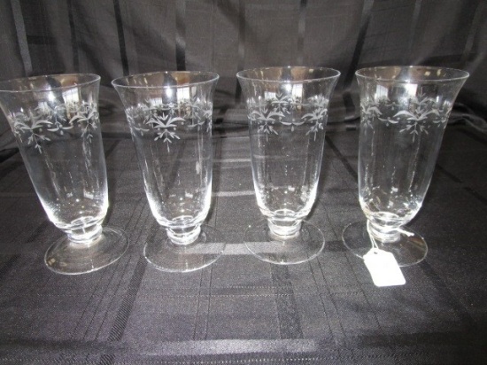 4 Etched Glass Pilsner Glasses