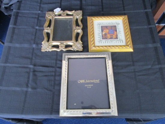 Lot - Elephant Print in Gilted Frame, Ornate/Curved Gilted Frame, Metal Rope Trim Frame