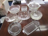 Misc. Glass Lot - Pyrex Glasbake Bowls/Crock. Ashtrays, Plates, Etc.