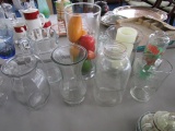 Lot - Misc. Glassware Vases, Preston Supreme Mason Jar, Pictures, Etc.