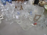 Huge Glass Lot - 2 Crystal Star-Cut Champagne Glasses, Golden Harvest Mason Glass