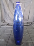 Blue Glass Wide-To-Narrow Décor Vase
