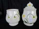 Pair - Lefton China Daffodil Motif Cookie Jars