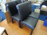 4 Black Leather Dining Chairs Upholstered Straight Legs