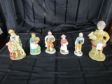 Lot - Flamco Ceramic Figurines 2 Old Men w/ Chickens, Old Woman w/ Rabbits