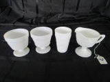 Misc. Milk Glass Lot - Milk Glass Cups, 1 w/ Handle, 1 Cup