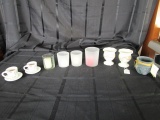 Candle Lot - 2 Yankee Candle Rose Motif Votive Candle Holders, Native American Made Candle