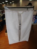 White Fabric Covered Clothes Hanger Foldable/Adjustable 2-Tier