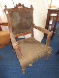 Vintage/Antique Wooden Arm Chair Eastlake Revival Style, Clover Finials