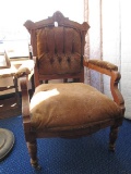 Vintage/Antique Renaissance Revival Style Arm Chair Floral Carved Pediment