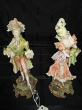 Ceramic/Porcelain Victorian Man/Woman Green/Pink Motif