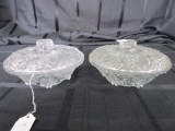 Pair - Prescut Floral/Heart Motif Trinket Clear Glass Bowls