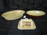 2 Pearsons of Chesterfield 2qt & 3qt Stoneware Oval Dishes