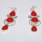 Silver Synthetic Coral Earrings