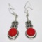 Silver Synthetic Coral Earrings