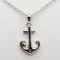 Gold Plated Silver Ship Anchor w/ Diamond Necklace