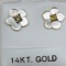 14K Yellow Gold Yellow Diamond 0.09ct w/ Mother Of Pearl Earrings