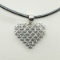 Silver Heart Shaped Cz Pendant w/ Cord Necklace