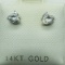 14K White Gold Cubic Zirconia Heart Shaped, w/ 10Kt Back Earrings