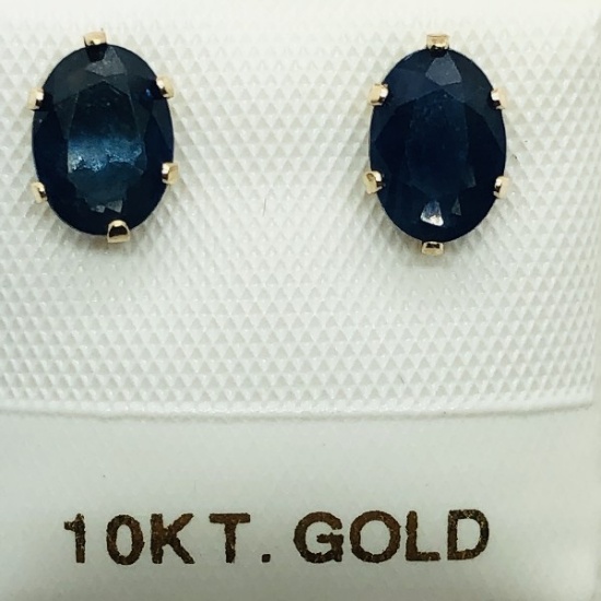 10K Yellow Gold Sapphire 1.5ct Earrings