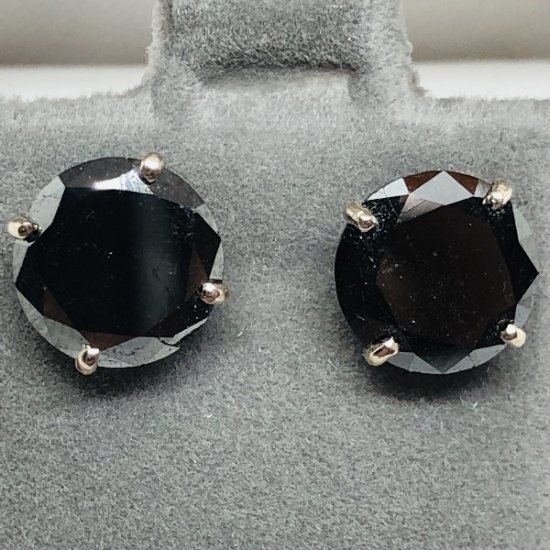 14K White Gold Black Diamond 4ct Earrings